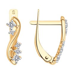 Серьги из красного золота с камнями Фианит