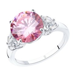 Inel din argint  cu pietre Cubic Zirconia Incolor, Cubic Zirconia Roz