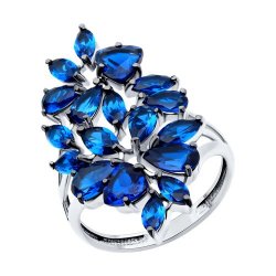 Inel din argint  cu pietre Cubic Zirconia Albastru Safir