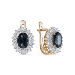 Cercei din aur roșu cu pietre Diamant, Safir