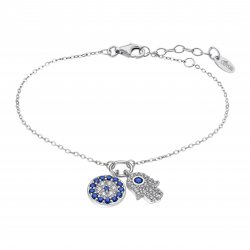 Brățară din argint  cu pietre Cubic Zirconia Incolor, Cubic Zirconia Albastru Safir