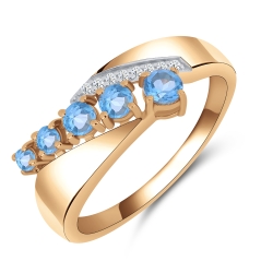 Inel din aur roșu cu pietre Cubic Zirconia Incolor, Topaz Swiss