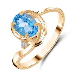 Inel din aur roșu cu pietre Cubic Zirconia Incolor, Topaz Swiss