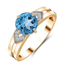 Inel din aur roșu cu pietre Cubic Zirconia Incolor, Topaz Swiss