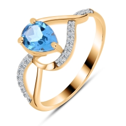Inel din aur roșu cu pietre Cubic Zirconia Incolor, Topaz Swiss