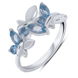 Inel din aur alb cu pietre Topaz Swiss