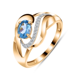 Inel din aur roșu cu pietre Cubic Zirconia Incolor, Topaz Swiss