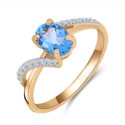 Inel din aur roșu cu pietre Cubic Zirconia Incolor, Topaz Swiss