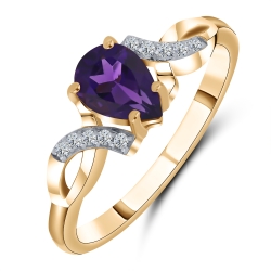 Inel din aur roșu cu pietre Cubic Zirconia Incolor, Ametist