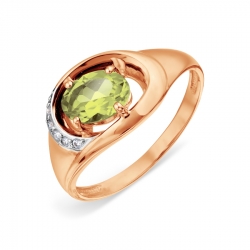 Inel din aur roșu cu pietre Cubic Zirconia Incolor, Crisolit
