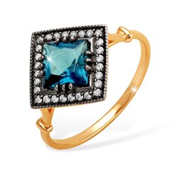 Inel din aur roșu cu pietre Cubic Zirconia Incolor, Topaz London