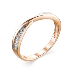 Inel din aur roșu cu pietre Cubic Zirconia Incolor