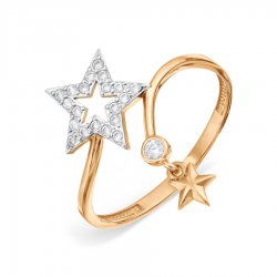 Inel din aur roșu cu pietre Cubic Zirconia Incolor