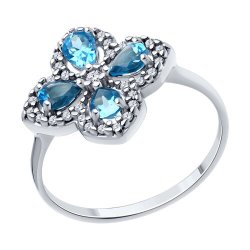 Inel din argint  cu pietre Cubic Zirconia Incolor, Topaz Swiss