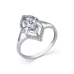 Inel din aur alb cu pietre Cubic Zirconia Incolor