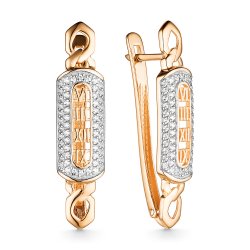 Серьги из красного золота с камнями Фианит