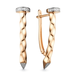 Cercei din aur roșu cu pietre Cubic Zirconia Incolor