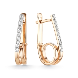 Cercei din aur roșu cu pietre Cubic Zirconia Incolor