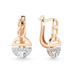 Cercei din aur roșu cu pietre Cubic Zirconia Incolor