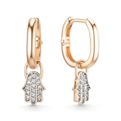 Cercei Creole din aur roșu cu pietre Cubic Zirconia Incolor