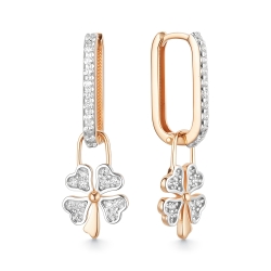 Cercei Creole din aur roșu cu pietre Cubic Zirconia Incolor