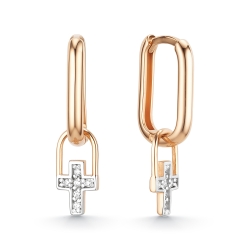 Cercei Creole din aur roșu cu pietre Cubic Zirconia Incolor