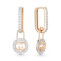Cercei Creole din aur roșu cu pietre Cubic Zirconia Incolor