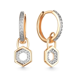 Cercei Creole din aur roșu cu pietre Cubic Zirconia Incolor