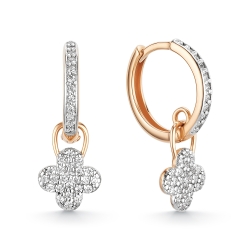 Cercei Creole din aur roșu cu pietre Cubic Zirconia Incolor