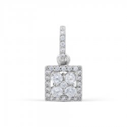 Pandantiv din aur alb cu pietre Cubic Zirconia Incolor