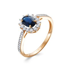 Inel din aur roșu cu pietre Diamant, Safir