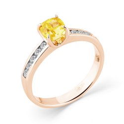 Inel din aur roșu cu pietre Diamant, Diamant galben