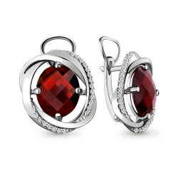 Cercei din aur alb cu pietre Cubic Zirconia Incolor, Granat