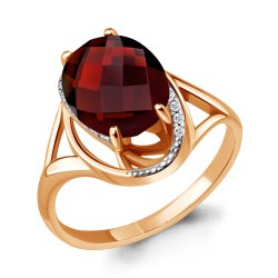 Inel din aur roșu cu pietre Cubic Zirconia Incolor, Granat