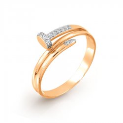 Inel din aur roșu cu pietre Cubic Zirconia Incolor