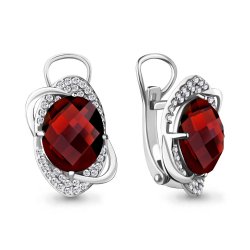 Cercei din aur alb cu pietre Cubic Zirconia Incolor, Granat