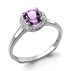 Inel din argint  cu pietre Cubic Zirconia Incolor, Ametist