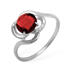 Inel din aur alb cu pietre Cubic Zirconia Incolor, Granat