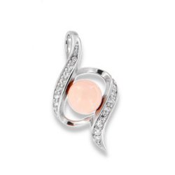 Pandantiv din argint  cu pietre Cubic Zirconia Incolor, Coral Roz