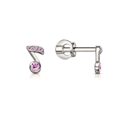 Cercei Pusete din argint  cu pietre Cubic Zirconia Roz,