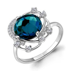 Inel din aur alb cu pietre Cubic Zirconia Incolor, Topaz London
