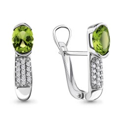 Cercei din aur alb cu pietre Cubic Zirconia Incolor, Crisolit