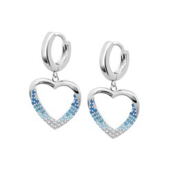 Cercei Creole din argint  cu pietre Cubic Zirconia Albastru