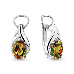 Cercei din aur alb cu pietre Cubic Zirconia Incolor, Zultanit (sint.)