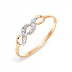 Inel din aur roșu cu pietre Cubic Zirconia Incolor