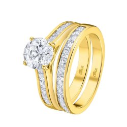 Inel din argint placat cu aur  cu pietre Cubic Zirconia Incolor