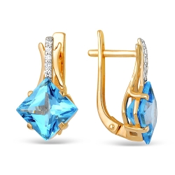 Cercei din aur roșu cu pietre Cubic Zirconia Incolor, Topaz