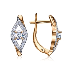 Cercei din aur roșu cu pietre Cubic Zirconia Incolor