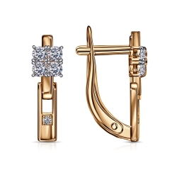 Cercei din aur roșu cu pietre Cubic Zirconia Incolor