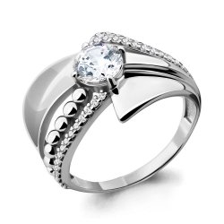 Inel din aur alb cu pietre Cubic Zirconia Incolor